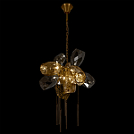 Люстра подвесная со стеклянными плафонами из дымчатого и золотистого с шестью вертикальными подвесками Gilded Mirage  варинант исполнения - 6 | Loft Concept в Орле