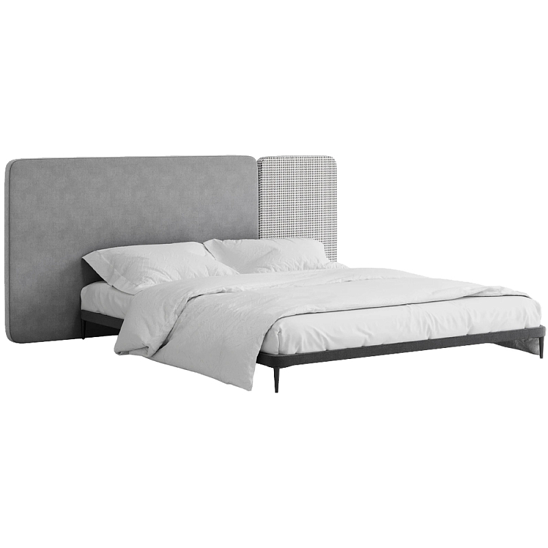 Кровать с большим мягким изголовьем Unity Grey Bed Серый Темно-серый Кровать с большим мягким изголовьем Unity Grey Bed Серый Темно-серый в Орле | Loft Concept