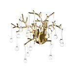 Бра в форме ветвей деревьев золотого цвета с прозрачными подвесками-каплями Droplet Bra варинант исполнения - 3 | Loft Concept в Орле