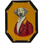 Картина в раме Chinoiserie Grey Dog Yellow Portrait варинант исполнения - 1 | Loft Concept в Орле