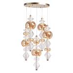 Люстра с плафонами из прозрачного и янтарного стекла в виде шаров и ромбов Gabriel Scott Luna варинант исполнения - 2 | Loft Concept в Орле
