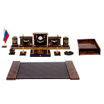 Настольный письменный набор с часами из природного камня обсидиана Royal Set варинант исполнения - 1 | Loft Concept в Орле