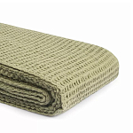 Плед из шерсти зеленого цвета с бахромой Waffle Comfort варинант исполнения - 3 | Loft Concept в Орле