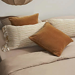 Чехол на подушку горчичного цвета с бахромой и объемным узором Ethnic mix варинант исполнения - 7 | Loft Concept в Орле