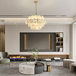 Люстра четырехъярусная с подвесками в форме дисков Cryptocrystalline Stone варинант исполнения - 6 | Loft Concept в Орле