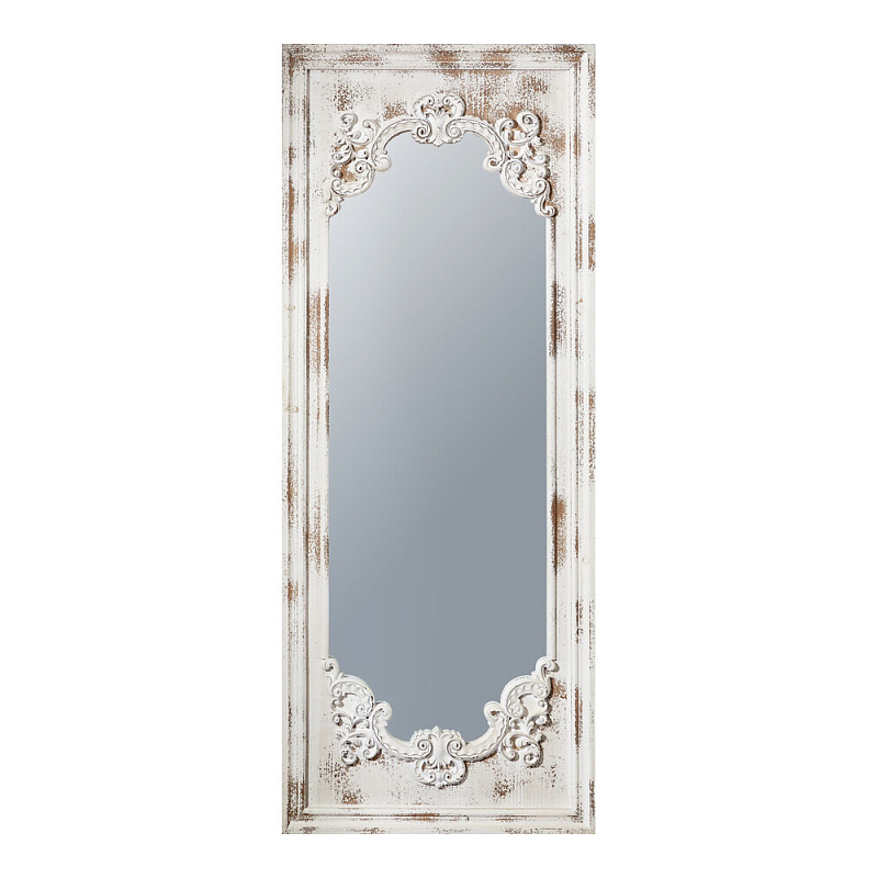 Зеркало настенное с деревянной рамой в винтажном исполнении Palace Baroque Белый Бежевый в Орле | Loft Concept 