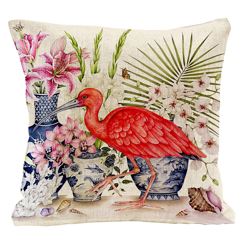 Декоративная подушка Scarlet Ibis Pillow Мульти Бежевый Декоративная подушка Scarlet Ibis Pillow Мульти Бежевый в Орле | Loft Concept