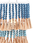 Подвесной светильник двухъярусный с декором из круглых деревянных бусин с кисточками Blue Wooden Beads Chandelier варинант исполнения - 1 | Loft Concept в Орле