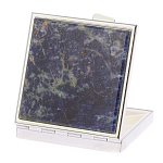 Таблетница карманная квадратная с 4-мя отделениями с зеркалом и накладкой из натурального камня Содалит Silver Stone Pillboxes варинант исполнения - 2 | Loft Concept в Орле