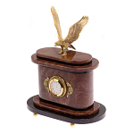 Часы настольные бронзовые из натурального камня Лемезит с декором в виде горного орла Eagle Stone Clock варинант исполнения - 2 | Loft Concept в Орле