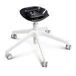 Стул с мягкой синей обивкой из велюра и подъемно-поворотным механизмом на белых колесиках Harper Blue and White варинант исполнения - 5 | Loft Concept в Орле