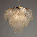 Люстра на цепи с прозрачными стеклянными подвесками в виде листьев Textured Glass Chandelier варинант исполнения - 3 | Loft Concept в Орле