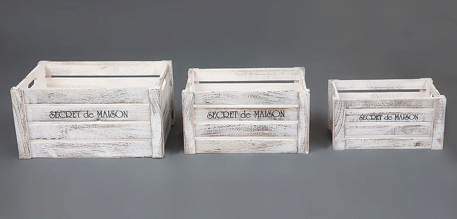 Набор из трёх ящиков Set of three antique white boxes  - Loft-Concept в Орле