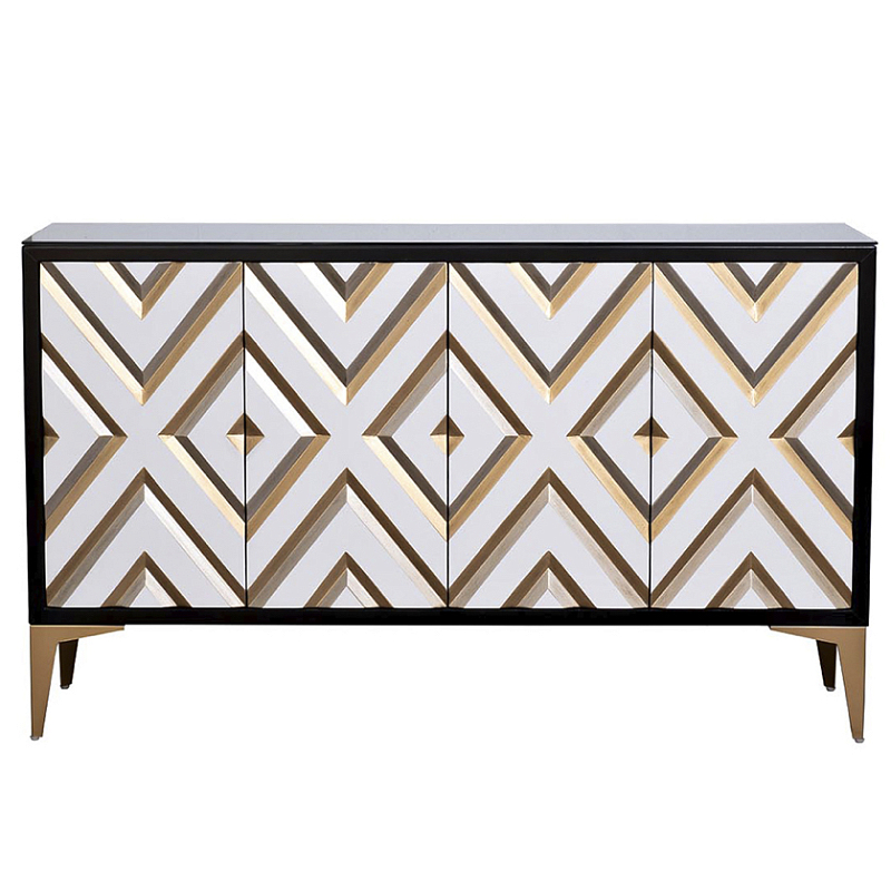 Комод в стиле арт-деко Kente Pattern Commode Черный Бронза Комод в стиле арт-деко Kente Pattern Commode Черный Бронза в Орле | Loft Concept