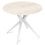 Стол обеденный с круглой столешницей из керамики на четырех белых ножках Sand Ceramics варинант исполнения - 3 | Loft Concept в Орле