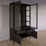 Витрина Primo со стеклянными фасадами и буфетом шпон Темный орех варинант исполнения - 4 | Loft Concept в Орле