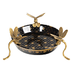 Блюдо черного цвета из фрафора на бронзовых ножках в виде стрекоз Eden Garden варинант исполнения - 2 | Loft Concept в Орле