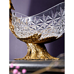 Чаша из прозрачного стекла на бронзовой подставке в виде павлина с рельефным хвостом Eden Garden варинант исполнения - 5 | Loft Concept в Орле