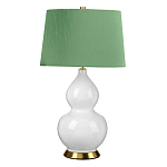 Настольная лампа с белым фигурным основанием на латунном основании и зеленым тканевым конусным абажуром Elstead Lighting варинант исполнения - 1 | Loft Concept в Орле