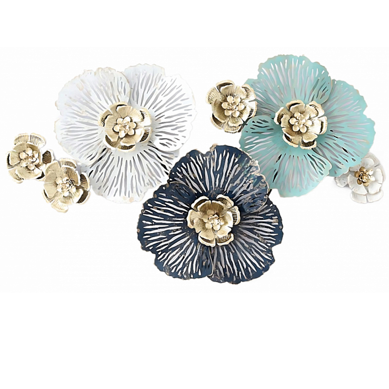 Панно настенное Blank Sheet Flowers Золотой Белый Синий Панно настенное Blank Sheet Flowers Золотой Белый Синий в Орле | Loft Concept