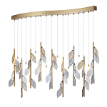 Люстра с золотистыми трубками и прозрачными стеклянными листьями на подвесах Sylva  варинант исполнения - 3 | Loft Concept в Орле