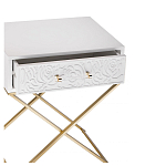 Приставной столик с выдвижным ящиком  White Table Carved Pattern варинант исполнения - 2 | Loft Concept в Орле