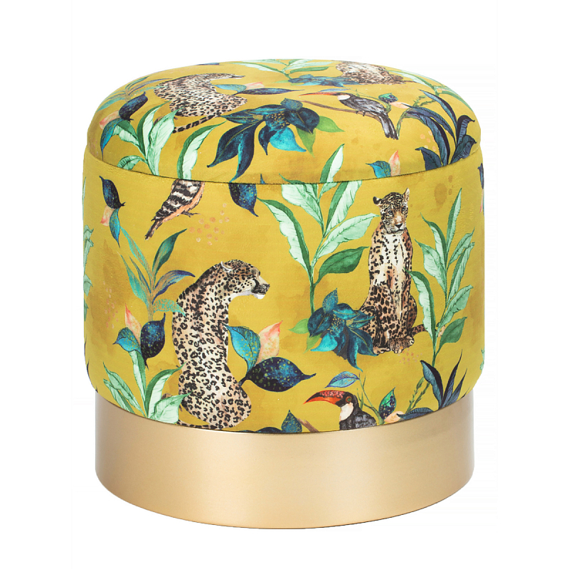 Пуф Leopards in the tropics Зеленый Золотой Желтый Пуф Leopards in the tropics Зеленый Золотой Желтый в Орле | Loft Concept