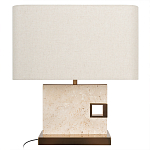 Настольная лампа с прямоугольным основанием из натурального камня c тканевым абажуром Lapis Tiburtinus варинант исполнения - 1 | Loft Concept в Орле