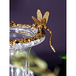 Ваза из прозрачного стекла на бронзовой подставке с ободком и ручками в виде стрекоз Eden Garden варинант исполнения - 3 | Loft Concept в Орле