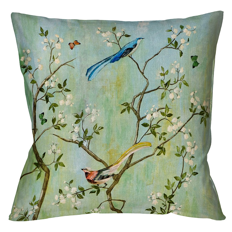 Декоративная подушка Beige and Green Chinoiserie 4 Зеленый шалфей Бежевый Декоративная подушка Beige and Green Chinoiserie 4 Зеленый шалфей Бежевый в Орле | Loft Concept