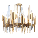 Люстра с вертикальными стеклянными элементами и металлическим каркасом цвета Латунь Vertical Glass варинант исполнения - 2 | Loft Concept в Орле