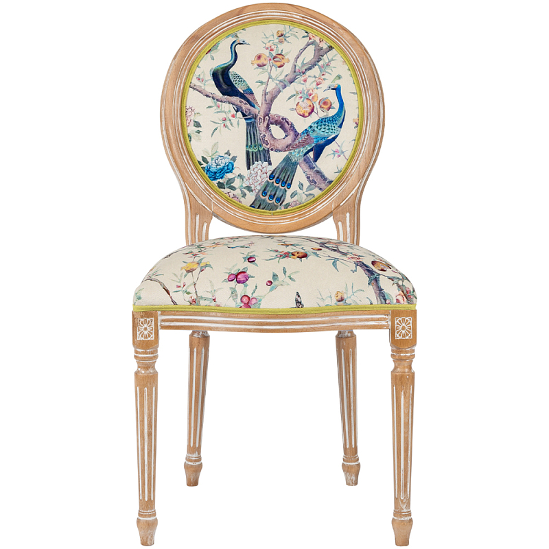 Стул из массива бука с изображением птиц и цветов Beige Green Chinoiserie Garden Chair Мульти Бежевый Салатовый Стул из массива бука с изображением птиц и цветов Beige Green Chinoiserie Garden Chair Мульти Бежевый Салатовый в Орле | Loft Concept