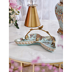 Блюдо из голубого фарфора с бронзовой ручкой в виде ветки Blue Garden варинант исполнения - 3 | Loft Concept в Орле