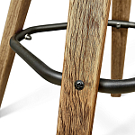 Барный стул со спинкой и металлической подставкой на 4-х деревянных ножках Коричневый Велюр Vendramin Chair варинант исполнения - 3 | Loft Concept в Орле