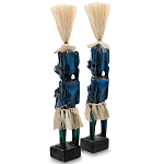 Комплект из 2-х деревянных статуэток Asmat Straw Headdress Statuettes Blue Red варинант исполнения - 2 | Loft Concept в Орле