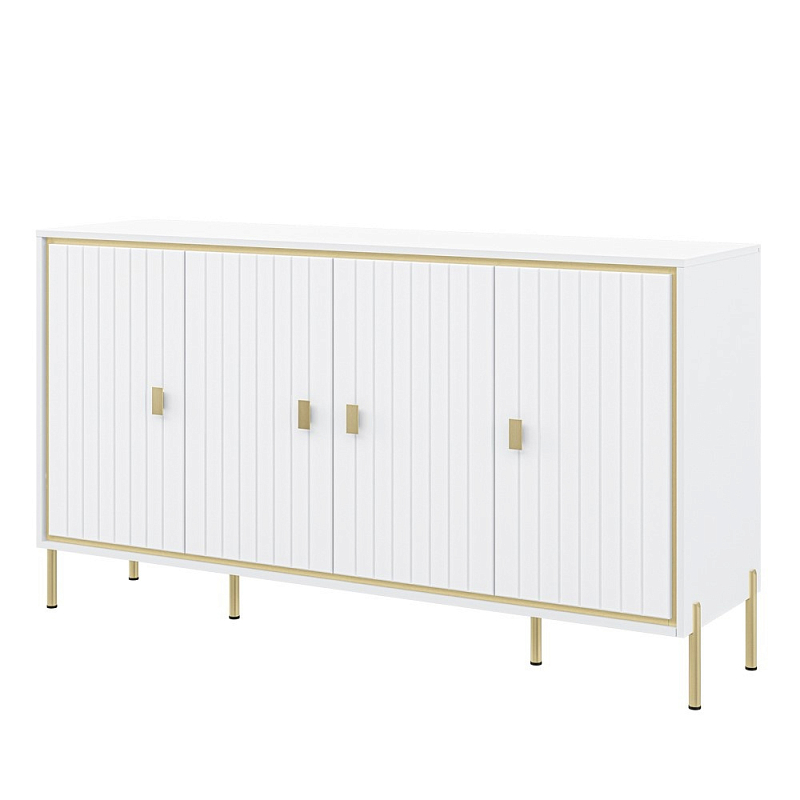 Консоль четырёхдверная с полками Antique Order Белый Золотой в Орле | Loft Concept 