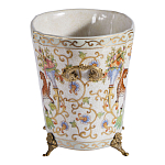 Кашпо с растительным и животным орнаментом на бронзовых ножках Turquoise Blooming Garden варинант исполнения - 3 | Loft Concept в Орле