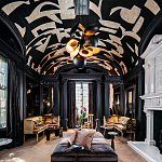 Обои ручная роспись в стиле Арт-деко Symphony Original colourway on Flint silk dupion варинант исполнения - 1 | Loft Concept в Орле