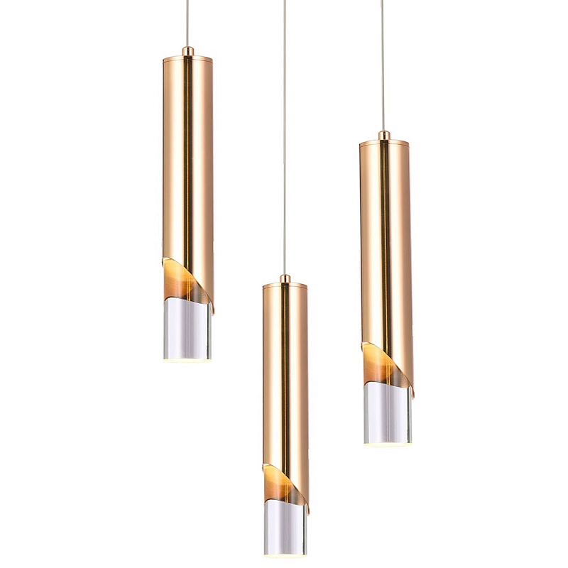Подвесной светильник Metal Acrylic Tube Trio Gold Hanging Lamp Золотой Прозрачный Подвесной светильник Metal Acrylic Tube Trio Gold Hanging Lamp Золотой Прозрачный в Орле | Loft Concept