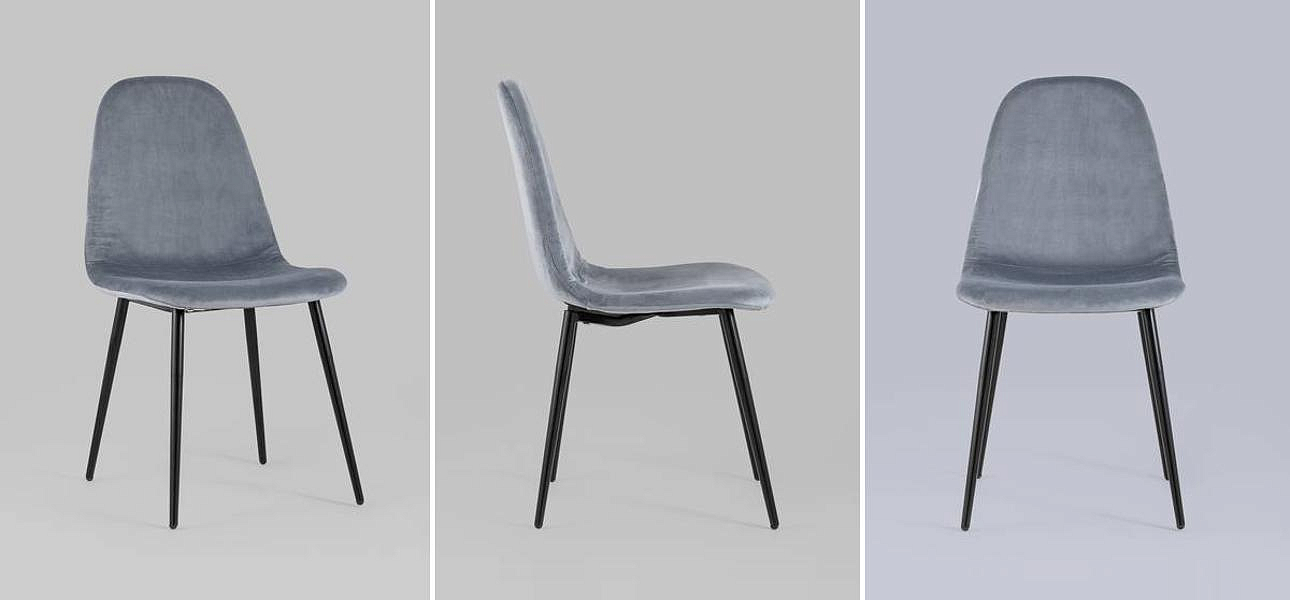 Стул Archie Chair Черные ножки Серый Велюр Стул Archie Chair Черные ножки Серый Велюр - Loft-Concept в Орле