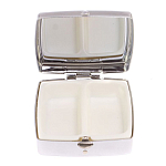 Таблетница карманная квадратная с 2-мя отделениями с зеркалом и накладкой из натурального камня Пегматит Silver Stone Pillboxes варинант исполнения - 3 | Loft Concept в Орле