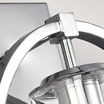 Бра цвета хром с круглой рамой и цилиндрическим прозрачным стеклянным плафоном на прямоугольном основании Feiss варинант исполнения - 2 | Loft Concept в Орле