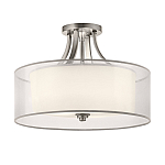 Потолочный светильник с двойным цилиндрическим плафоном из белого стекла и прозрачной органзы Kichler варинант исполнения - 12 | Loft Concept в Орле