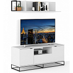 ТВ-тумба белая с  2-мя дверцами и ящиком Strict Lines варинант исполнения - 5 | Loft Concept в Орле