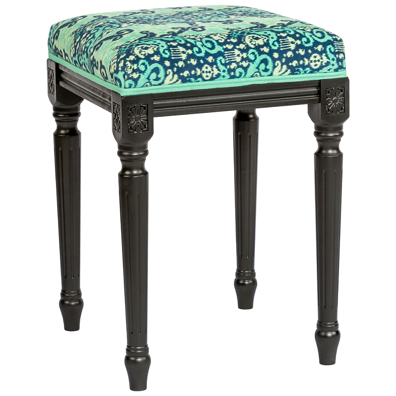 Банкетка из натурального бука Ikat Pattern Черный Бирюзовый Темно-синий Банкетка из натурального бука Ikat Pattern Черный Бирюзовый Темно-синий в Орле | Loft Concept