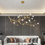 Люстра в виде золотой ветки с цветами Glass Flower Pendant Light варинант исполнения - 4 | Loft Concept в Орле