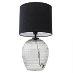 Настольная лампа с черным цилиндрическим тканевым абажуром и фактурным прозрачным основанием Black Cone варинант исполнения - 2 | Loft Concept в Орле