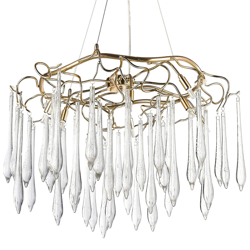 Люстра с хрустальными подвесками в виде капель Droplet Crystal Gold Chandelier 8 Золотой Прозрачный Люстра с хрустальными подвесками в виде капель Droplet Crystal Gold Chandelier 8 Золотой Прозрачный в Орле | Loft Concept