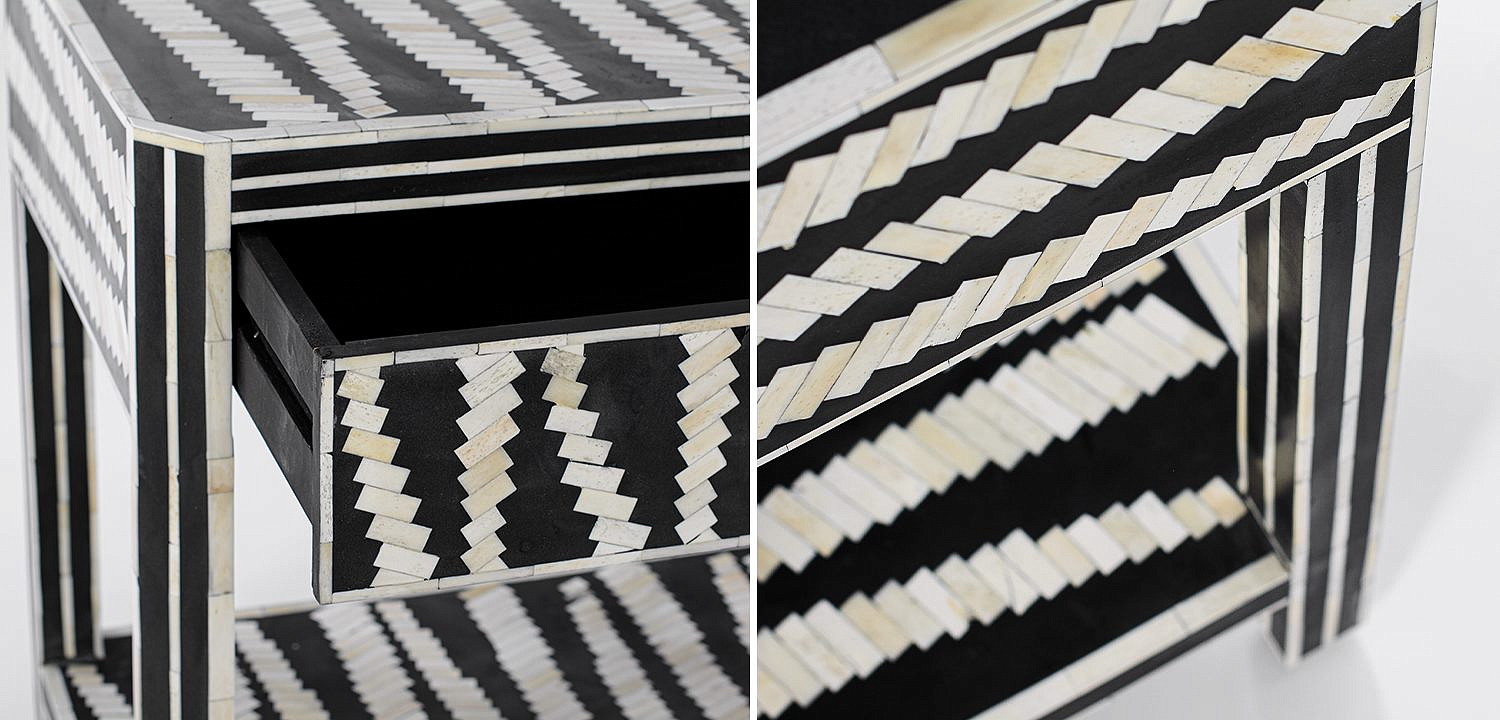 Тумбочка Black&white Indian Bone Inlay nightstand Тумбочка Black&white Indian Bone Inlay nightstand - Loft-Concept в Орле