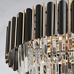 Люстра из черного металла с многоярусными подвесками из прозрачного хрусталя на золотой цепи Empire Black Chandelier Crystal варинант исполнения - 10 | Loft Concept в Орле